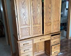 Large oak computer armoire