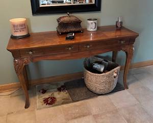 Wood French curved sofa table thomasville