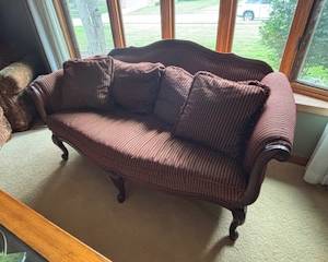 French curvy wood frame
Formal sofa Ethan Allen