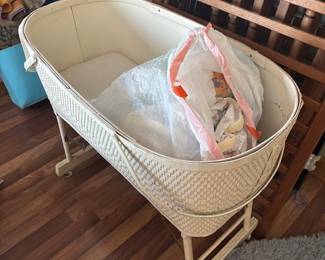 Vintage baby bassinet with bedding