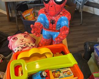 Vintage toys, including a marvel, hard foam large figurine