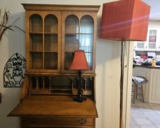 Solid wood Secretary, floor lamp