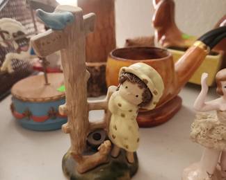 Vintage UCTCI Japan Little Girl, Bird Figurine
