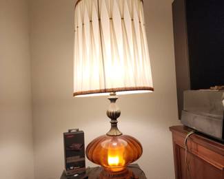 MCM Atomic Amber/Orange Glass Table Lamp