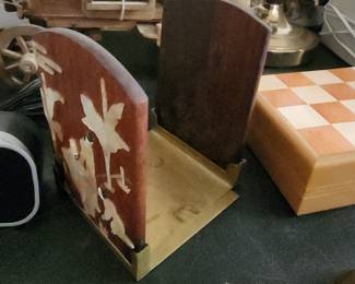 Huanghuali Inlaid with Mother of Pearl and Ivory Book End