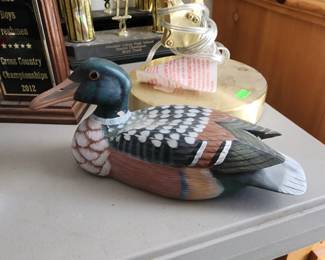 Vintage Wooden Mallard Duck Hand Carved Hand Painted