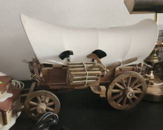 vintage Wooden Wagon folk art canvas covered