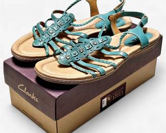 Clarks Light Teal Sandals, Women’s Size 8