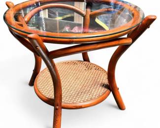 Vintage Rattan End Table, 1970s