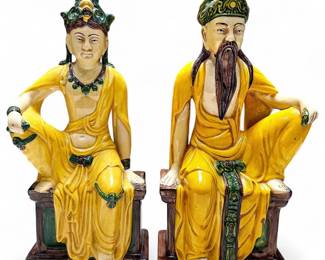 Ceramic Buddhist Figurines with Yellow Attire