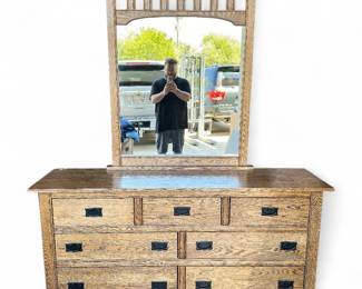 Rustic Solid Wood Dresser w/ Mirror