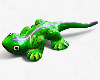 Hand-Painted Talavera-Style Ceramic Gecko Figurine