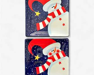Dansk Holiday Snowman Plates by Charlie Zabarte