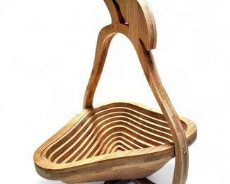 Vintage Wooden Pear Collapsible Fruit Basket