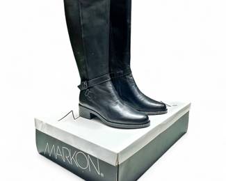 Markon Bailey Black Leather Boots, Women's Size 8M