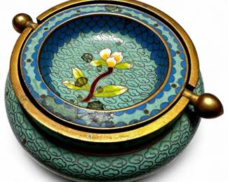 Chinese Cloisonné Flip Top Ashtray, 1960s