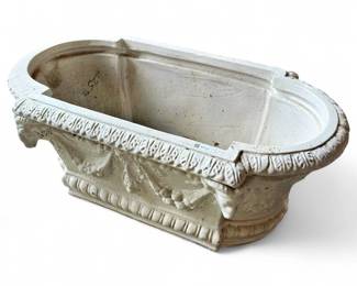 Cast Concrete Planter w/ Decorative Relief