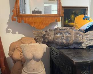 Ancient stone torsos , Spanish colonial angel heads