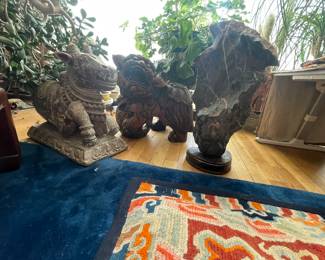 Chinese scholars rocks, wonderful food dog, early carved wooden Nandi