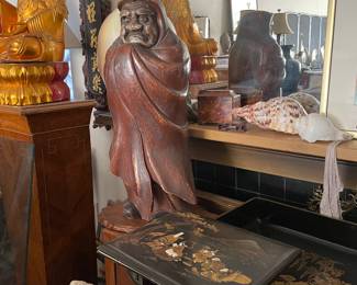 Spectacular Chinese and Japanese.. Huge Antique Bodhi Dharma 