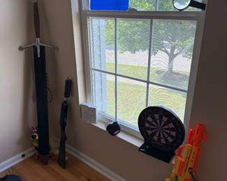 Sword! Nerf guns!