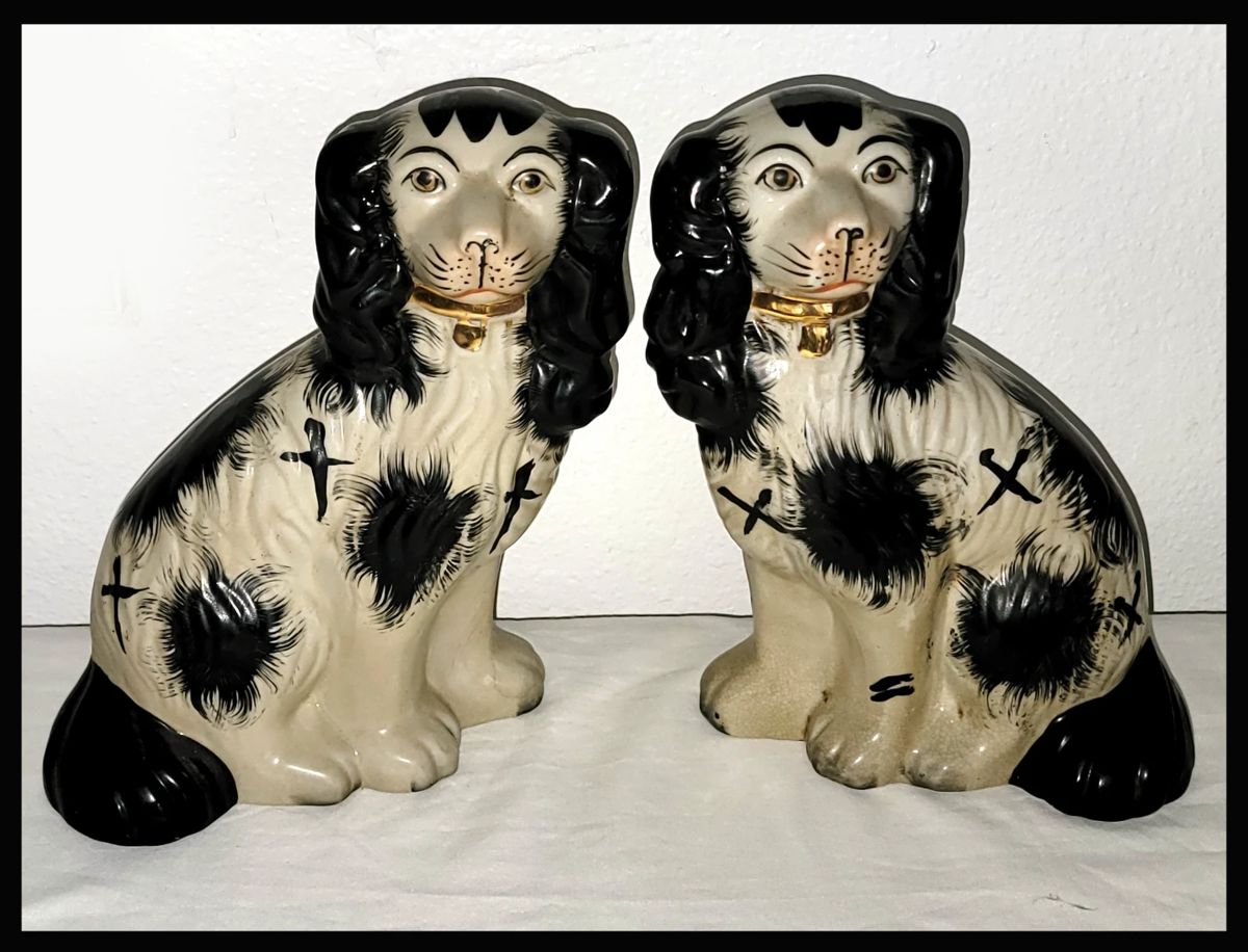 Wonderful Pair of Antique Staffordshire Dogs