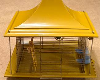 Rare Obscure MCM Mid Century Modern Mustard Color Birdcage