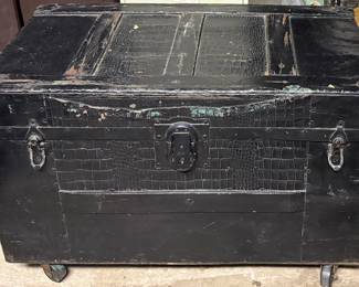 Antique Vintage Trunk on Wheels Castors 