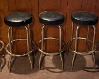 Mid Century Modern Chrome Swivel Bar Stools 