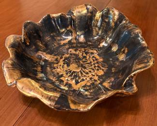 Stangl Pottery 22kt Gold Bowl Poppy Mid Century Modern 1960’s Black Gold (8”)