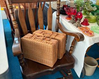 Vintage Virginia House Rocker Rocking Chair Oversized Tavern Stenciled Hard Pine