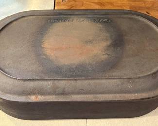 Vintage Cast Iron Sportsman Deep Fish Fryer Griddle w/ Cover Lid Made in USA