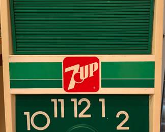 Vintage 7-Up Menu Board Clock Advertising Sign 