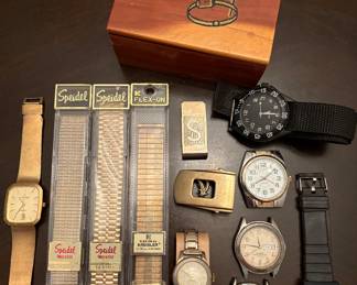 Watches, Money Clip, Mid Century Watches / Rings Trinket Jewelry Box 