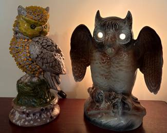 Vintage Mid Century MC MCM Horned Owl TV Lamp 11.5" Ceramic Porcelain Brown Tones 