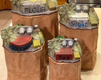 Vintage Flour Coffee Sugar Tea Canister Set 