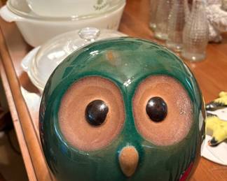 Rare MCM Porcelain Lusterware Large Fat Owl FIGURINE 8” Retro Figural