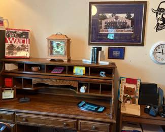 John Wayne Wall Hanging, Clocks, Framed Readiness Challenge, Many Office Items