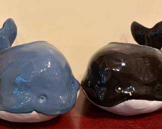 VTG 1970’s Porcelain Whale Planters
