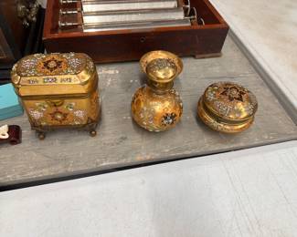 4 Bohemian Glass Dresser Set