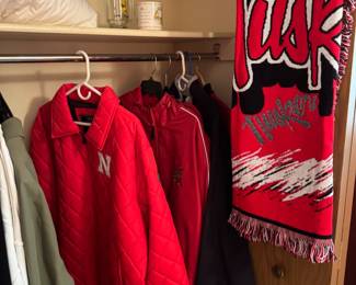 Some of the small collection of Nebraska Huskers items