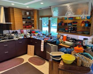 GREAT kitchen items, clean , new, higher end brands incl. Boos Block, Le Creuset, Calphalon pots and pans