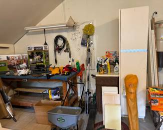 Work bench is for sale! Tall skinny pantry like cabinet, and cabinet with counter top next to it is for sale too