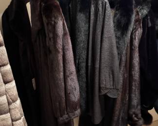 An OUTSTANDING fur coat collection, the best I've seen yet! Women's, mostly 2X, 1 3X and 1 XXL, coats range from long to short to a fox trim shawl. Purchased from all over the country, a collection of 7 coats total, with fur from around the world. All in mint condition
Black mink
Leather and dyed fox collar (Norway)
Mink coat and black fox tuxedo (Finland) Paid $2000