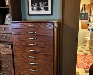 Also from Das Holz Haus in Tuscola, is a stunning custom jewelry armoire made from solid wood, built to last forever. Clients paid $4300 and it looks it! Must-see chest is 52" tall x 32" wide (with hardware on side) x 19" deep, see following pictures