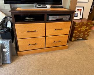 From Das Holz Haus in Tuscola, there are two similar contemporary cabinets/chests here that were custom and Amish-made. Both are stunning. Deep drawers! Furniture could not be of better quality and more solid than Amish. Chest is 45" wide x 21.5" deep x 35.5" tall