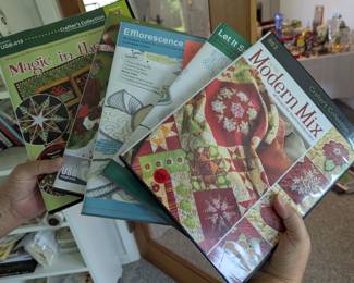 Machine Embroidery patterns. There are probably at least 30 that she paid $30-$90 each. Price $10-$20. With CD or flash drive.