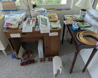 Sewing and dress making supplies and notions.