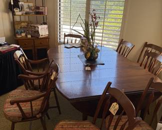 Nichols and Stone Drop Leaf Extension Dining Table and Chairs. This is a beautiful high quality table and chairs!