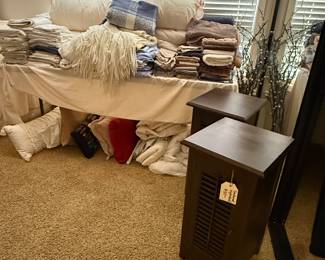 Linens. Shuttered Nightstands